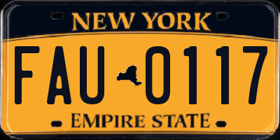 NY license plate FAU0117