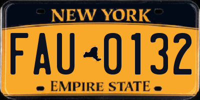 NY license plate FAU0132