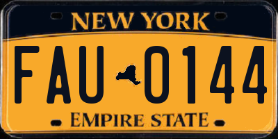 NY license plate FAU0144