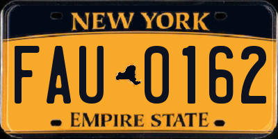 NY license plate FAU0162