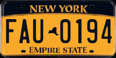 NY license plate FAU0194