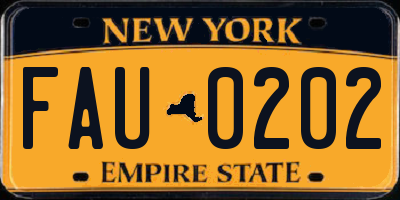 NY license plate FAU0202
