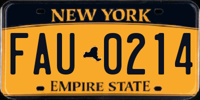NY license plate FAU0214