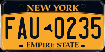NY license plate FAU0235