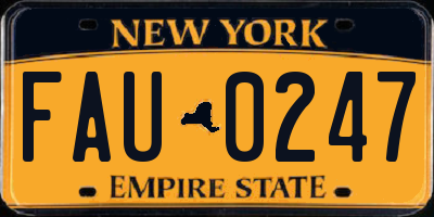 NY license plate FAU0247