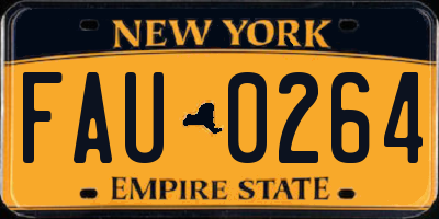 NY license plate FAU0264