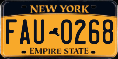NY license plate FAU0268