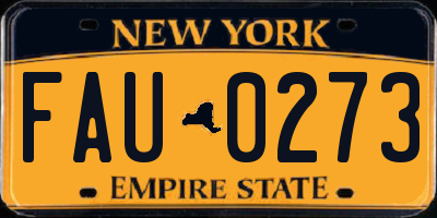 NY license plate FAU0273