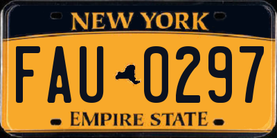 NY license plate FAU0297