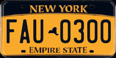 NY license plate FAU0300