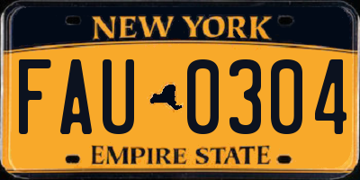 NY license plate FAU0304
