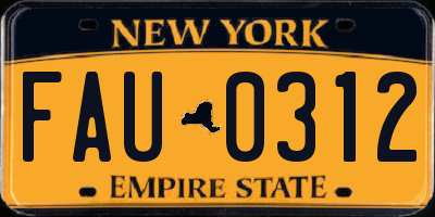 NY license plate FAU0312