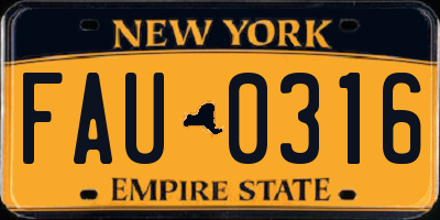 NY license plate FAU0316