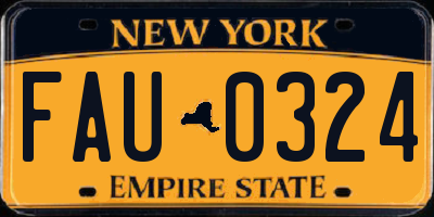 NY license plate FAU0324