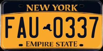 NY license plate FAU0337