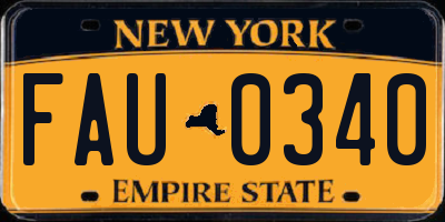 NY license plate FAU0340