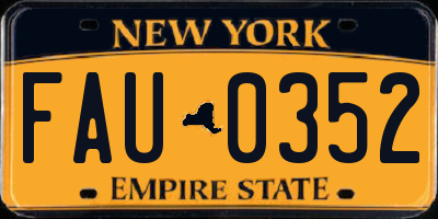 NY license plate FAU0352