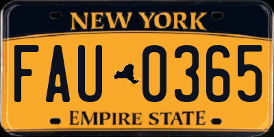 NY license plate FAU0365