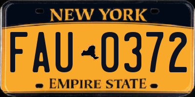 NY license plate FAU0372