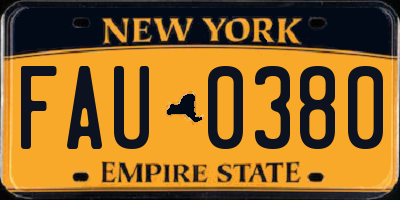 NY license plate FAU0380