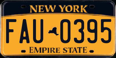 NY license plate FAU0395