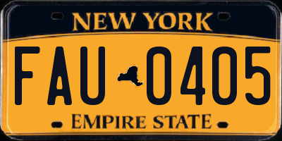 NY license plate FAU0405