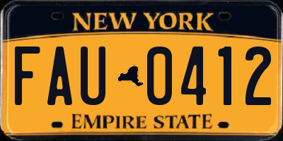 NY license plate FAU0412