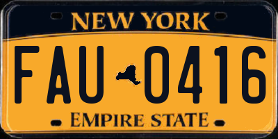 NY license plate FAU0416