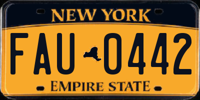 NY license plate FAU0442