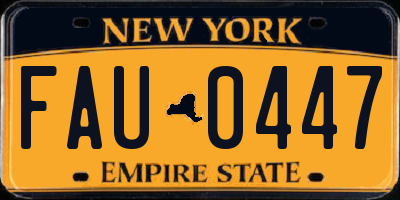 NY license plate FAU0447