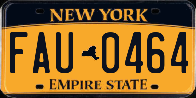 NY license plate FAU0464