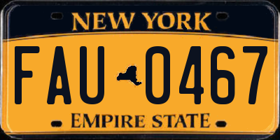 NY license plate FAU0467