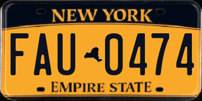 NY license plate FAU0474