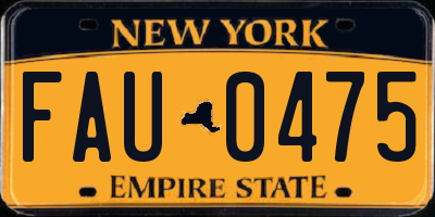 NY license plate FAU0475