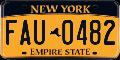 NY license plate FAU0482