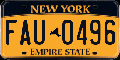 NY license plate FAU0496