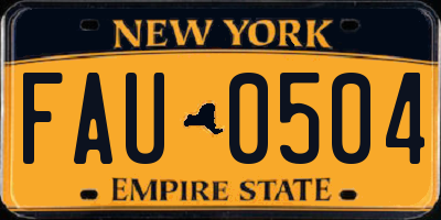 NY license plate FAU0504