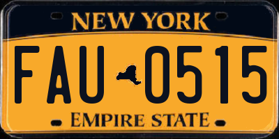 NY license plate FAU0515