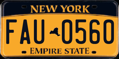 NY license plate FAU0560
