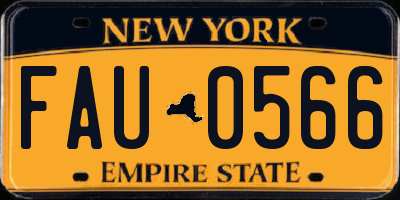 NY license plate FAU0566