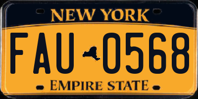 NY license plate FAU0568