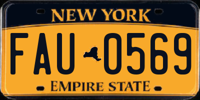 NY license plate FAU0569