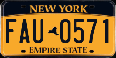 NY license plate FAU0571