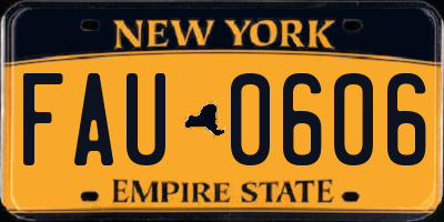 NY license plate FAU0606