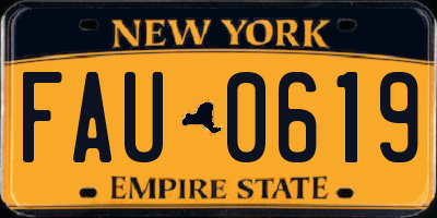 NY license plate FAU0619