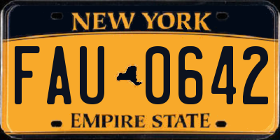 NY license plate FAU0642