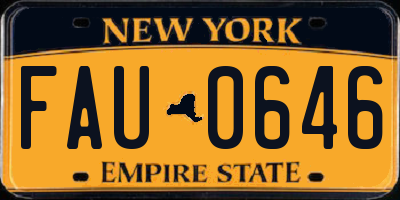 NY license plate FAU0646