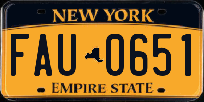 NY license plate FAU0651
