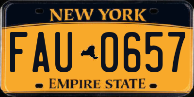 NY license plate FAU0657