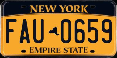 NY license plate FAU0659
